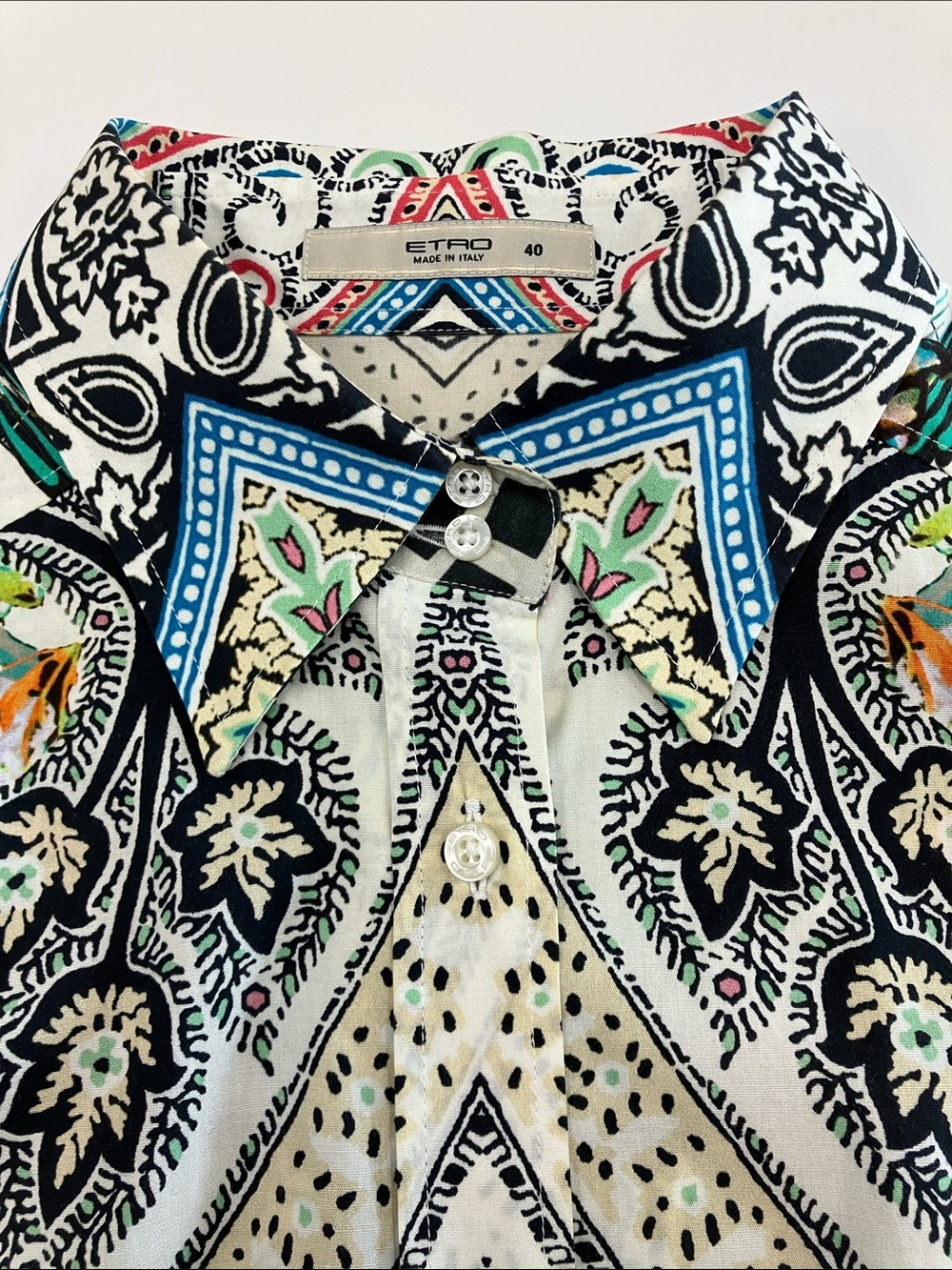 Etro Cream Multi Paisley Floral Button-Down Shirt - Picture 3 of 5